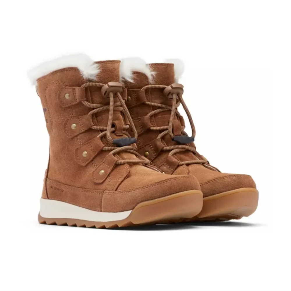 Sorel Whitney II Joan lace waterproof boot  velvet tan  chalk size 3